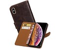 BAOHU Zakelijke Book Case Telefoonhoesje Geschikt voor de iPhone XS Max - Portemonnee Hoesje - Pasjeshouder Wallet Case - Mocca