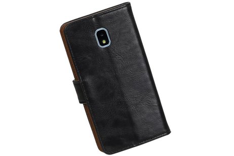 BAOHU Zakelijke Book Case Telefoonhoesje Geschikt voor de Samsung Galaxy J3 2018 - Portemonnee Hoesje - Pasjeshouder Wallet Case - Zwart