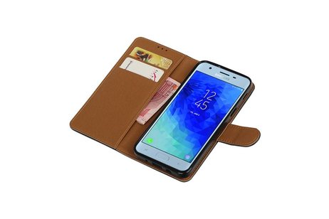 BAOHU Zakelijke Book Case Telefoonhoesje Geschikt voor de Samsung Galaxy J3 2018 - Portemonnee Hoesje - Pasjeshouder Wallet Case - Zwart