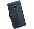 BAOHU Zakelijke Book Case Telefoonhoesje Geschikt voor de Samsung Galaxy J3 2018 - Portemonnee Hoesje - Pasjeshouder Wallet Case - Blauw