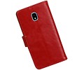 BAOHU Zakelijke Book Case Telefoonhoesje Geschikt voor de Samsung Galaxy J3 2018 - Portemonnee Hoesje - Pasjeshouder Wallet Case - Rood