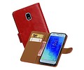 BAOHU Zakelijke Book Case Telefoonhoesje Geschikt voor de Samsung Galaxy J3 2018 - Portemonnee Hoesje - Pasjeshouder Wallet Case - Rood