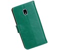 BAOHU Zakelijke Book Case Telefoonhoesje Geschikt voor de Samsung Galaxy J3 2018 - Portemonnee Hoesje - Pasjeshouder Wallet Case - Groen