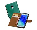 BAOHU Zakelijke Book Case Telefoonhoesje Geschikt voor de Samsung Galaxy J3 2018 - Portemonnee Hoesje - Pasjeshouder Wallet Case - Groen