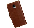 BAOHU Zakelijke Book Case Telefoonhoesje Geschikt voor de Samsung Galaxy J3 2018 - Portemonnee Hoesje - Pasjeshouder Wallet Case - Bruin