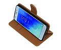 BAOHU Zakelijke Book Case Telefoonhoesje Geschikt voor de Samsung Galaxy J3 2018 - Portemonnee Hoesje - Pasjeshouder Wallet Case - Bruin