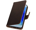 BAOHU Zakelijke Book Case Telefoonhoesje Geschikt voor de Samsung Galaxy J3 2018 - Portemonnee Hoesje - Pasjeshouder Wallet Case - Mocca