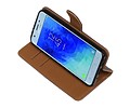 BAOHU Zakelijke Book Case Telefoonhoesje Geschikt voor de Samsung Galaxy J3 2018 - Portemonnee Hoesje - Pasjeshouder Wallet Case - Mocca