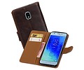 BAOHU Zakelijke Book Case Telefoonhoesje Geschikt voor de Samsung Galaxy J3 2018 - Portemonnee Hoesje - Pasjeshouder Wallet Case - Mocca
