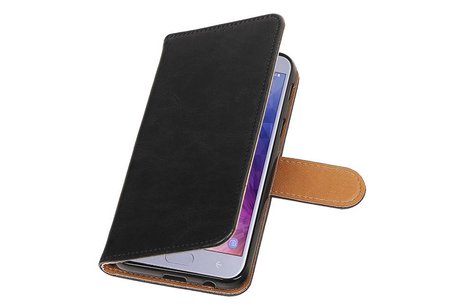 BAOHU Zakelijke Book Case Telefoonhoesje Geschikt voor de Samsung Galaxy J4 - Portemonnee Hoesje - Pasjeshouder Wallet Case - Zwart