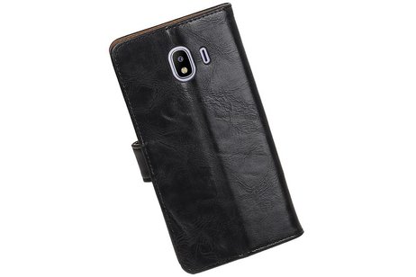 BAOHU Zakelijke Book Case Telefoonhoesje Geschikt voor de Samsung Galaxy J4 - Portemonnee Hoesje - Pasjeshouder Wallet Case - Zwart