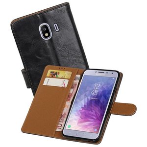 BAOHU Zakelijke Book Case Telefoonhoesje Geschikt voor de Samsung Galaxy J4 - Portemonnee Hoesje - Pasjeshouder Wallet Case - Zwart