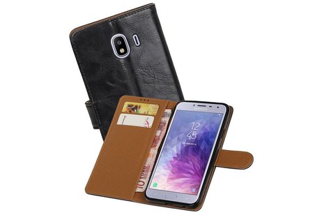 BAOHU Zakelijke Book Case Telefoonhoesje Geschikt voor de Samsung Galaxy J4 - Portemonnee Hoesje - Pasjeshouder Wallet Case - Zwart