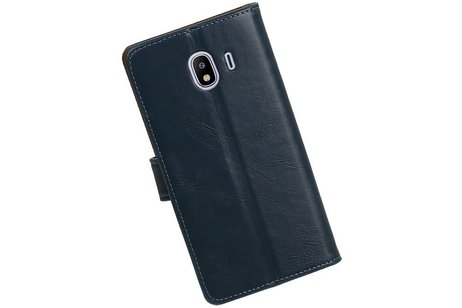 BAOHU Zakelijke Book Case Telefoonhoesje Geschikt voor de Samsung Galaxy J4 - Portemonnee Hoesje - Pasjeshouder Wallet Case - Blauw