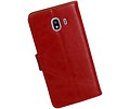 BAOHU Zakelijke Book Case Telefoonhoesje Geschikt voor de Samsung Galaxy J4 - Portemonnee Hoesje - Pasjeshouder Wallet Case - Rood