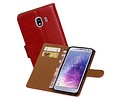BAOHU Zakelijke Book Case Telefoonhoesje Geschikt voor de Samsung Galaxy J4 - Portemonnee Hoesje - Pasjeshouder Wallet Case - Rood