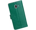 BAOHU Zakelijke Book Case Telefoonhoesje Geschikt voor de Samsung Galaxy J4 - Portemonnee Hoesje - Pasjeshouder Wallet Case - Groen