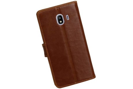 BAOHU Zakelijke Book Case Telefoonhoesje Geschikt voor de Samsung Galaxy J4 - Portemonnee Hoesje - Pasjeshouder Wallet Case - Bruin