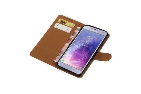 Zakelijke Bookstyle Hoesje voor Samsung Galaxy J4 Bruin