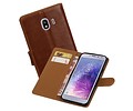 BAOHU Zakelijke Book Case Telefoonhoesje Geschikt voor de Samsung Galaxy J4 - Portemonnee Hoesje - Pasjeshouder Wallet Case - Bruin