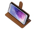 BAOHU Zakelijke Book Case Telefoonhoesje Geschikt voor de Samsung Galaxy J4 - Portemonnee Hoesje - Pasjeshouder Wallet Case - Mocca