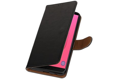 BAOHU Zakelijke Book Case Telefoonhoesje Geschikt voor de Samsung Galaxy J8 - Portemonnee Hoesje - Pasjeshouder Wallet Case - Zwart