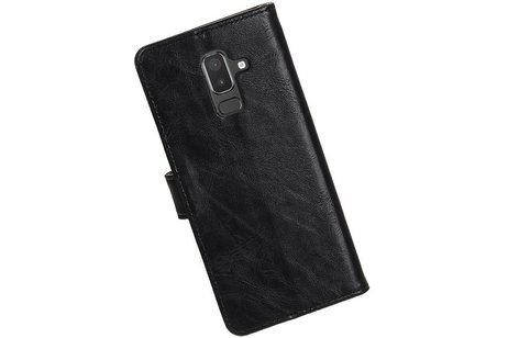 BAOHU Zakelijke Book Case Telefoonhoesje Geschikt voor de Samsung Galaxy J8 - Portemonnee Hoesje - Pasjeshouder Wallet Case - Zwart