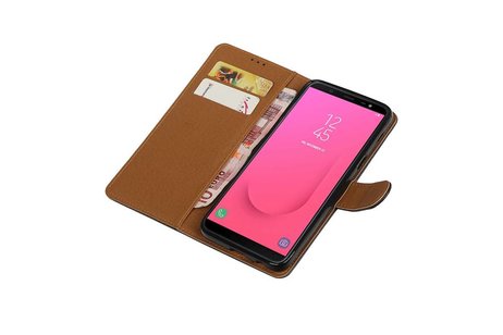 BAOHU Zakelijke Book Case Telefoonhoesje Geschikt voor de Samsung Galaxy J8 - Portemonnee Hoesje - Pasjeshouder Wallet Case - Zwart