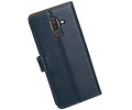 BAOHU Zakelijke Book Case Telefoonhoesje Geschikt voor de Samsung Galaxy J8 - Portemonnee Hoesje - Pasjeshouder Wallet Case - Blauw