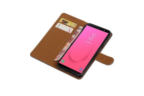 BAOHU Zakelijke Book Case Telefoonhoesje Geschikt voor de Samsung Galaxy J8 - Portemonnee Hoesje - Pasjeshouder Wallet Case - Blauw