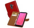 BAOHU Zakelijke Book Case Telefoonhoesje Geschikt voor de Samsung Galaxy J8 - Portemonnee Hoesje - Pasjeshouder Wallet Case - Rood