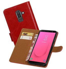 BAOHU Zakelijke Bookstyle Hoesje Samsung Galaxy J8 Rood