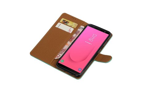 BAOHU Zakelijke Book Case Telefoonhoesje Geschikt voor de Samsung Galaxy J8 - Portemonnee Hoesje - Pasjeshouder Wallet Case - Groen