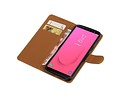BAOHU Zakelijke Book Case Telefoonhoesje Geschikt voor de Samsung Galaxy J8 - Portemonnee Hoesje - Pasjeshouder Wallet Case - Bruin