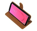 BAOHU Zakelijke Book Case Telefoonhoesje Geschikt voor de Samsung Galaxy J8 - Portemonnee Hoesje - Pasjeshouder Wallet Case - Bruin