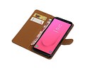 BAOHU Zakelijke Book Case Telefoonhoesje Geschikt voor de Samsung Galaxy J8 - Portemonnee Hoesje - Pasjeshouder Wallet Case - Mocca