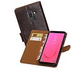 BAOHU Zakelijke Book Case Telefoonhoesje Geschikt voor de Samsung Galaxy J8 - Portemonnee Hoesje - Pasjeshouder Wallet Case - Mocca