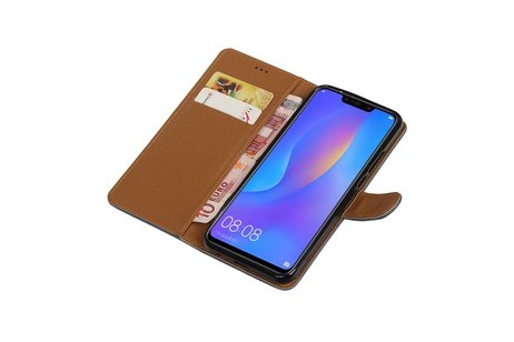 BAOHU Zakelijke Book Case Telefoonhoesje Geschikt voor de Huawei P Smart Plus - Portemonnee Hoesje - Pasjeshouder Wallet Case - Blauw