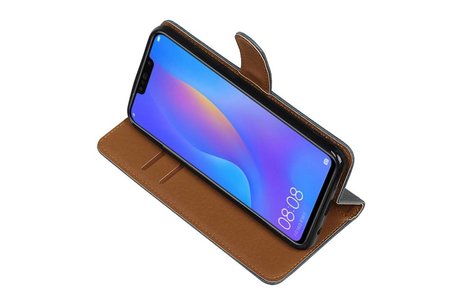 BAOHU Zakelijke Book Case Telefoonhoesje Geschikt voor de Huawei P Smart Plus - Portemonnee Hoesje - Pasjeshouder Wallet Case - Blauw