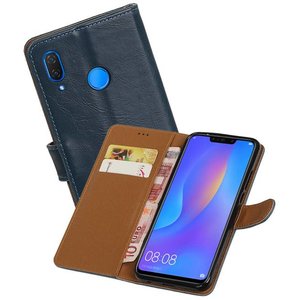 BAOHU Zakelijke Book Case Telefoonhoesje Geschikt voor de Huawei P Smart Plus - Portemonnee Hoesje - Pasjeshouder Wallet Case - Blauw