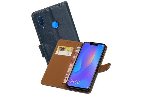 BAOHU Zakelijke Book Case Telefoonhoesje Geschikt voor de Huawei P Smart Plus - Portemonnee Hoesje - Pasjeshouder Wallet Case - Blauw