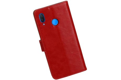 BAOHU Zakelijke Book Case Telefoonhoesje Geschikt voor de Huawei P Smart Plus - Portemonnee Hoesje - Pasjeshouder Wallet Case - Rood