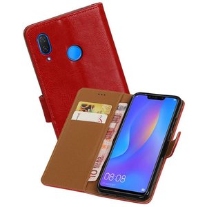 BAOHU Zakelijke Book Case Telefoonhoesje Geschikt voor de Huawei P Smart Plus - Portemonnee Hoesje - Pasjeshouder Wallet Case - Rood