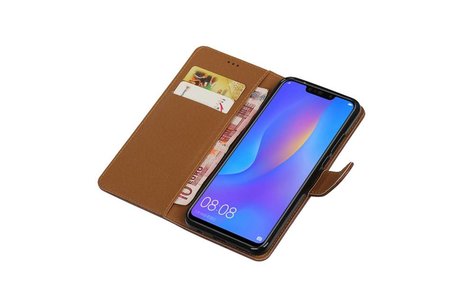 BAOHU Zakelijke Book Case Telefoonhoesje Geschikt voor de Huawei P Smart Plus - Portemonnee Hoesje - Pasjeshouder Wallet Case - Mocca