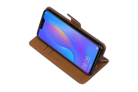 BAOHU Zakelijke Book Case Telefoonhoesje Geschikt voor de Huawei P Smart Plus - Portemonnee Hoesje - Pasjeshouder Wallet Case - Mocca
