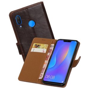 BAOHU Zakelijke Book Case Telefoonhoesje Geschikt voor de Huawei P Smart Plus - Portemonnee Hoesje - Pasjeshouder Wallet Case - Mocca