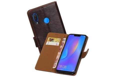 BAOHU Zakelijke Book Case Telefoonhoesje Geschikt voor de Huawei P Smart Plus - Portemonnee Hoesje - Pasjeshouder Wallet Case - Mocca