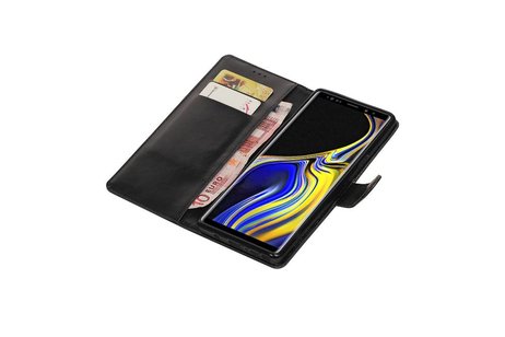 BAOHU Zakelijke Book Case Telefoonhoesje Geschikt voor de Samsung Galaxy Note 9 - Portemonnee Hoesje - Pasjeshouder Wallet Case - Zwart