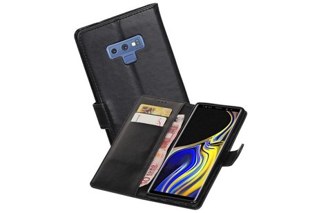 BAOHU Zakelijke Book Case Telefoonhoesje Geschikt voor de Samsung Galaxy Note 9 - Portemonnee Hoesje - Pasjeshouder Wallet Case - Zwart