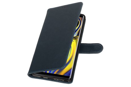 BAOHU Zakelijke Book Case Telefoonhoesje Geschikt voor de Samsung Galaxy Note 9 - Portemonnee Hoesje - Pasjeshouder Wallet Case - Blauw
